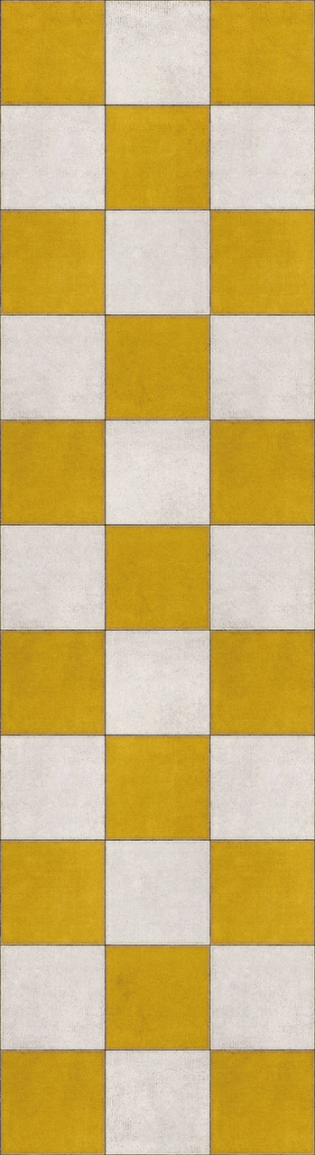 Pattern 7 Check Yourself (lightly distressed) vinyl floor cloth size 36x132