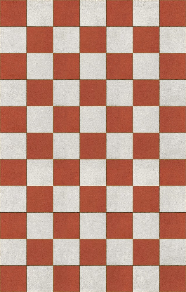 Classic Pattern 7 Checked Out (lightly distressed) - vinyl floor cloth sizes 70x110, 96x150, 120x173