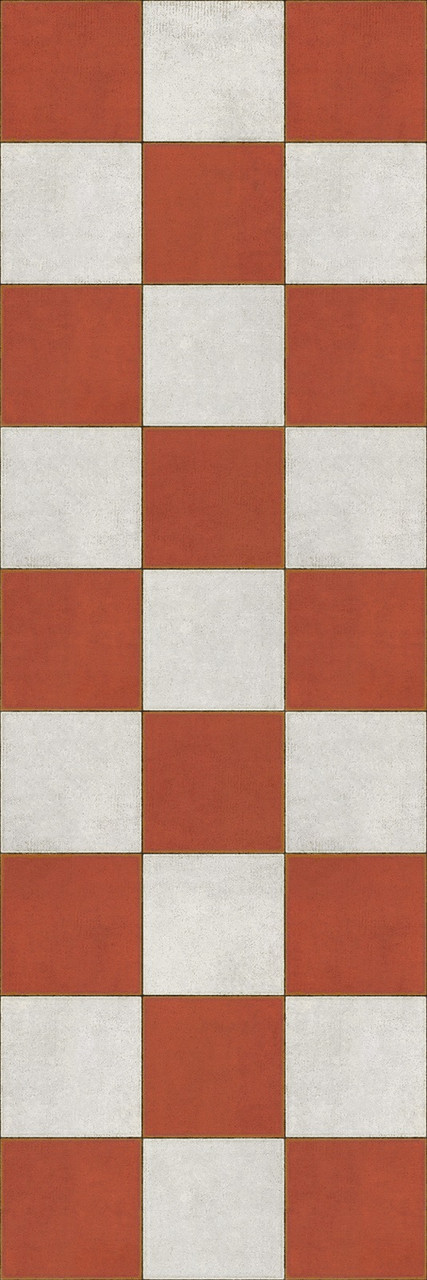 Classic Pattern 7 Checked Out (lightly distressed) - vinyl floor cloth size 32x96