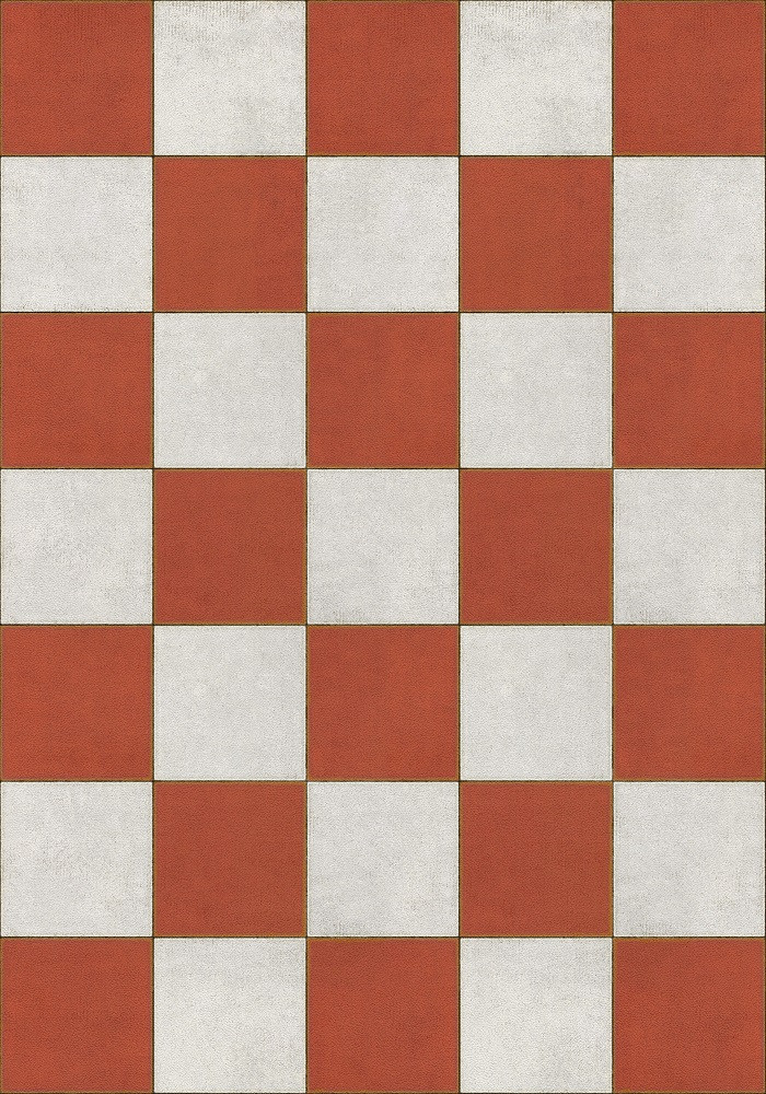 Classic Pattern 7 Checked Out (lightly distressed) - vinyl floor cloth sizes 21x30, 24x36, 30x42, 43x60, 48x67, 54x76