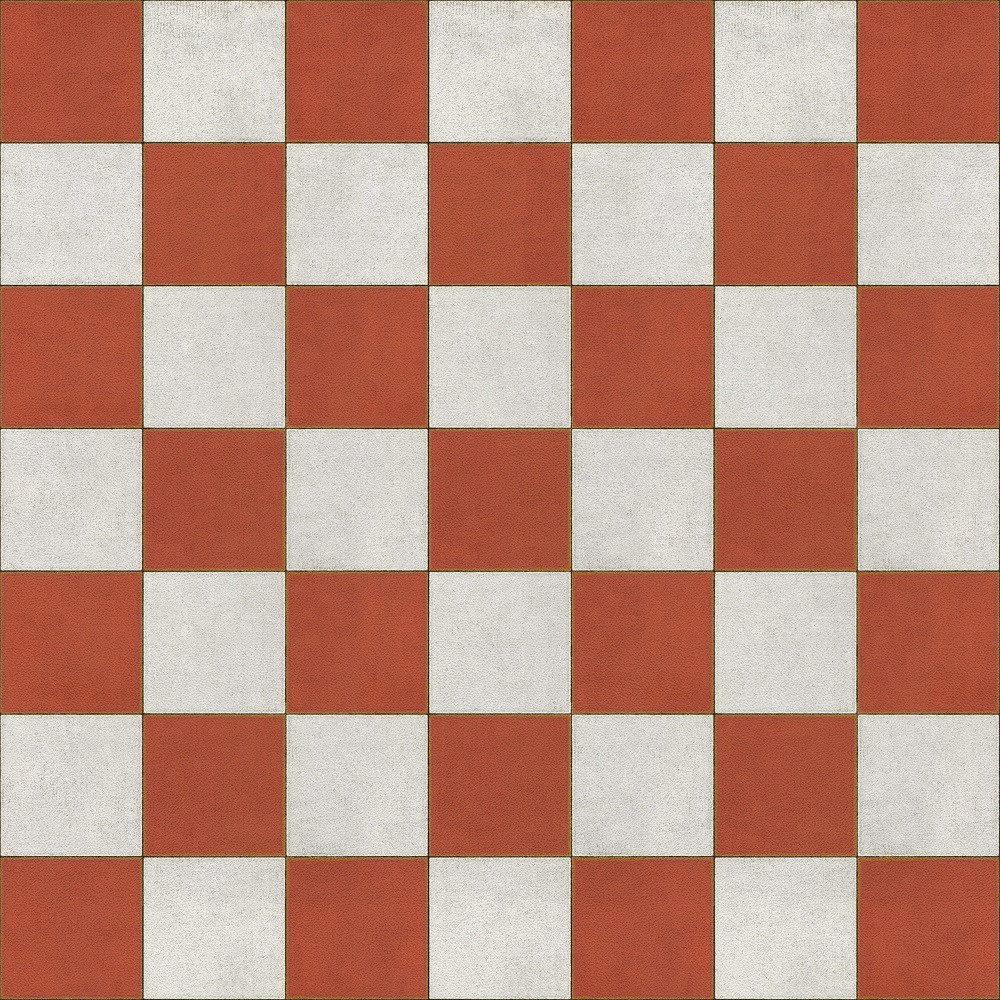 Classic Pattern 7 Checked Out (lightly distressed) - vinyl floor cloth sizes 36x36, 48x48
