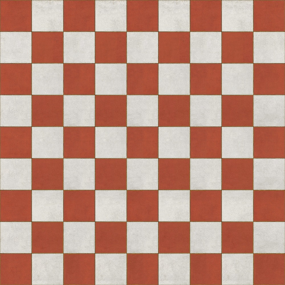 Classic Pattern 7 Checked Out (lightly distressed) - vinyl floor cloth sizes 60x60, 72x72
