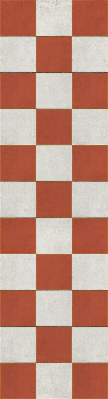 Classic Pattern 7 Checked Out (lightly distressed) - vinyl floor cloth size 36x132