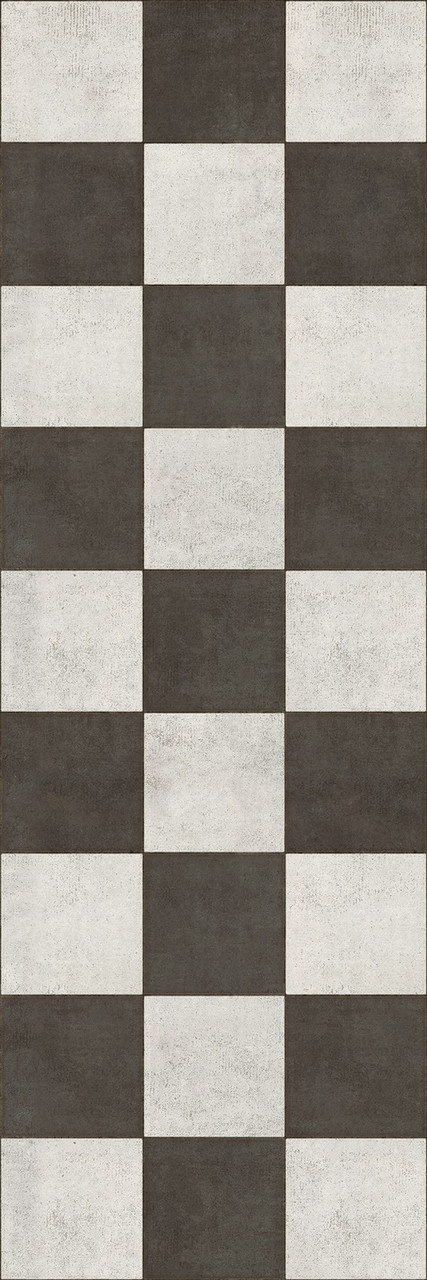 Pattern 7 Checkered Past (lightly distressed) vinyl floor cloth size 32x96