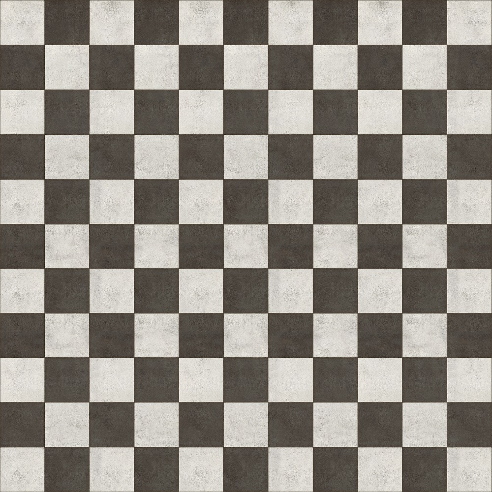 Classic Pattern 7 Checkered Past (lightly distressed) vinyl floor cloth sizes 84x84, 96x96, 120x120