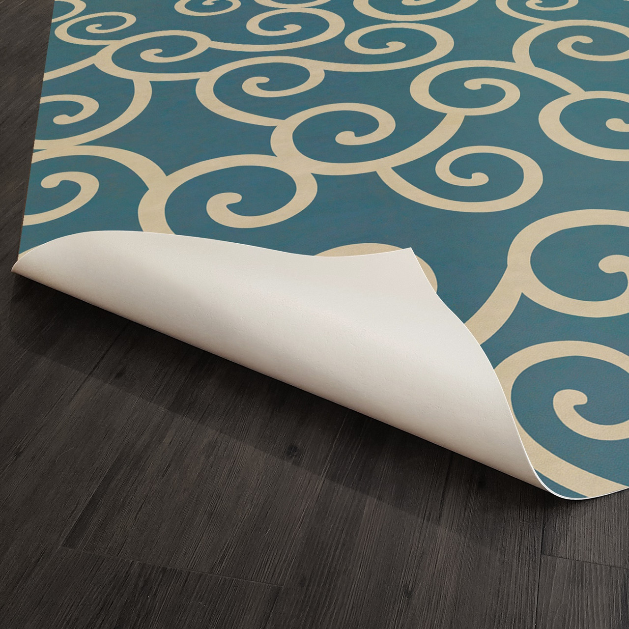 Classic Pattern 4 Tsunami lightly distressed vinyl floor cloth underside