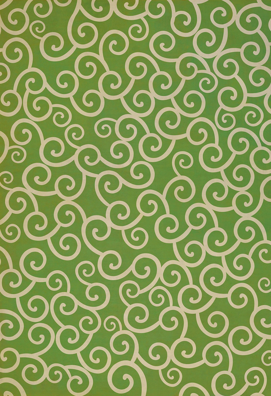 Classic Pattern 4 Sea of Green lightly distressed vinyl floor cloth sizes 96x140, 120x175