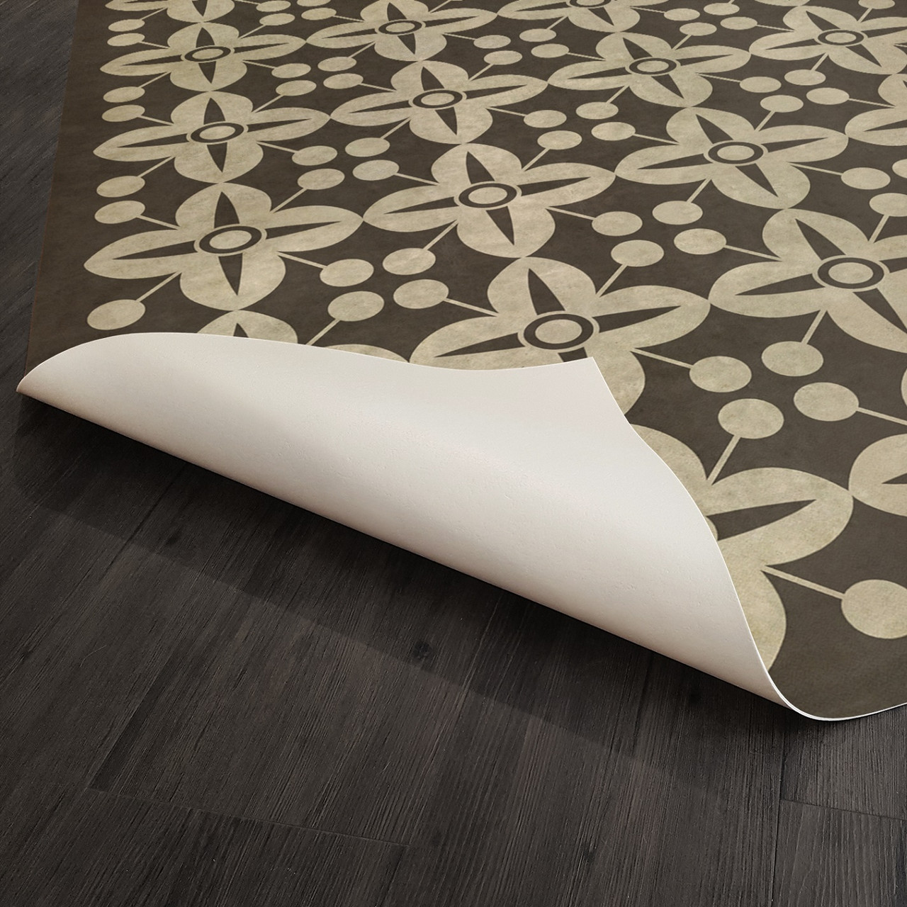 Classic Pattern 3 There's no Place Like Home lightly distressed vinyl floor cloth underside 