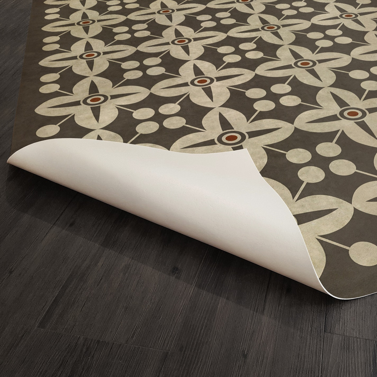 Classic Pattern 3 Oz lightly distressed vinyl floor cloth underside 