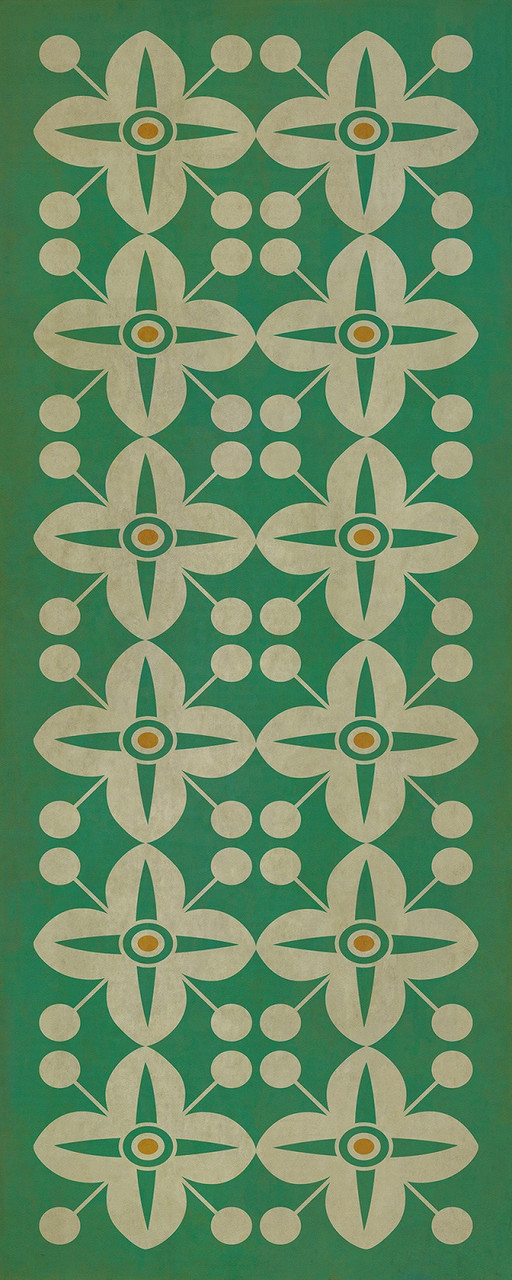 Pattern 3 The Emerald City (lightly distressed) - vinyl floor cloth sizes 30x75, 36x90
