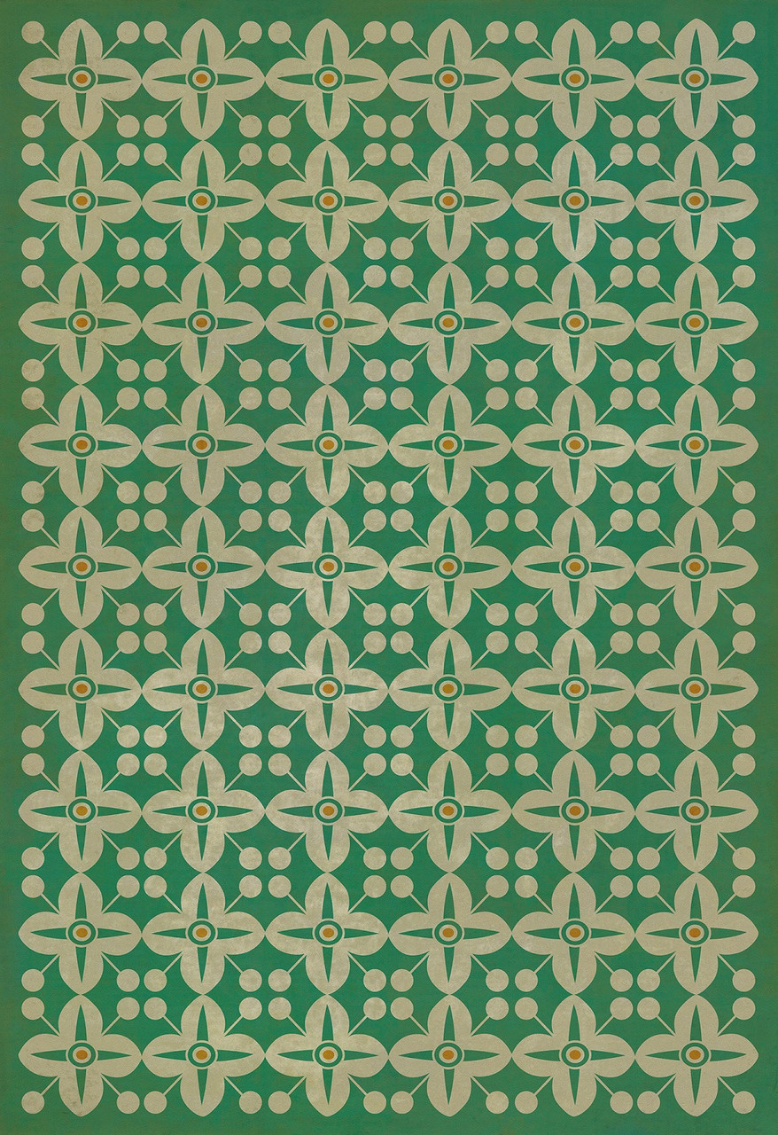 Classic Pattern 3 The Emerald City (lightly distressed) - vinyl floor cloth sizes 96x140, 120x175