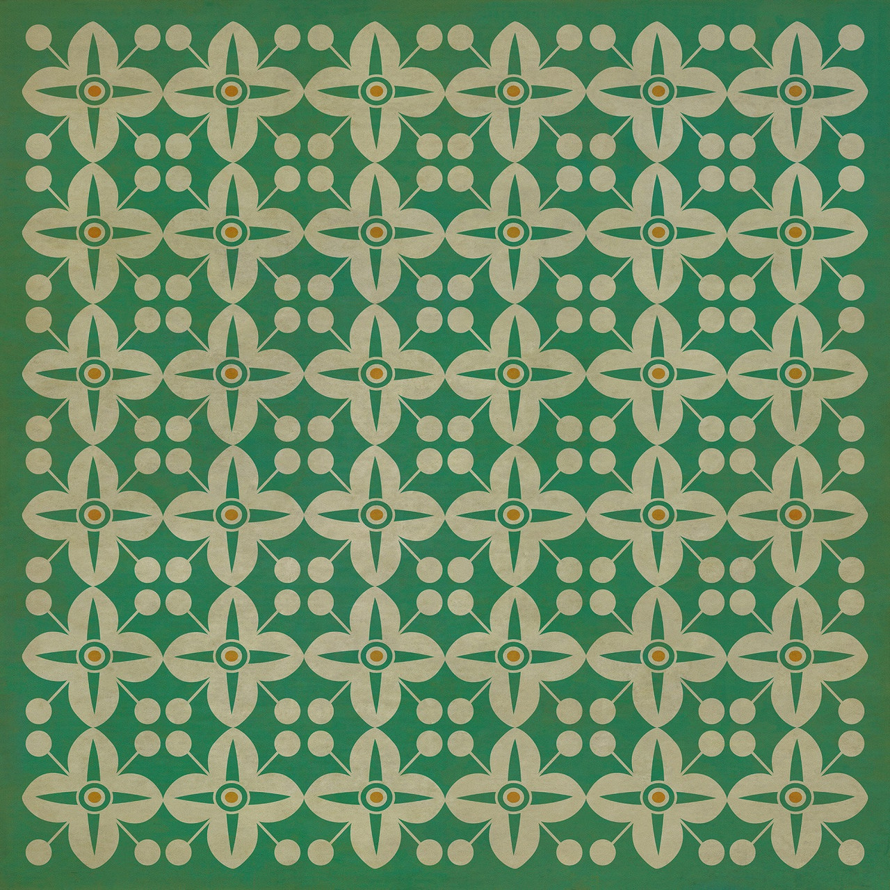 Classic Pattern 3 The Emerald City (lightly distressed) - vinyl floor cloth sizes 60x60, 72x72, 84x84