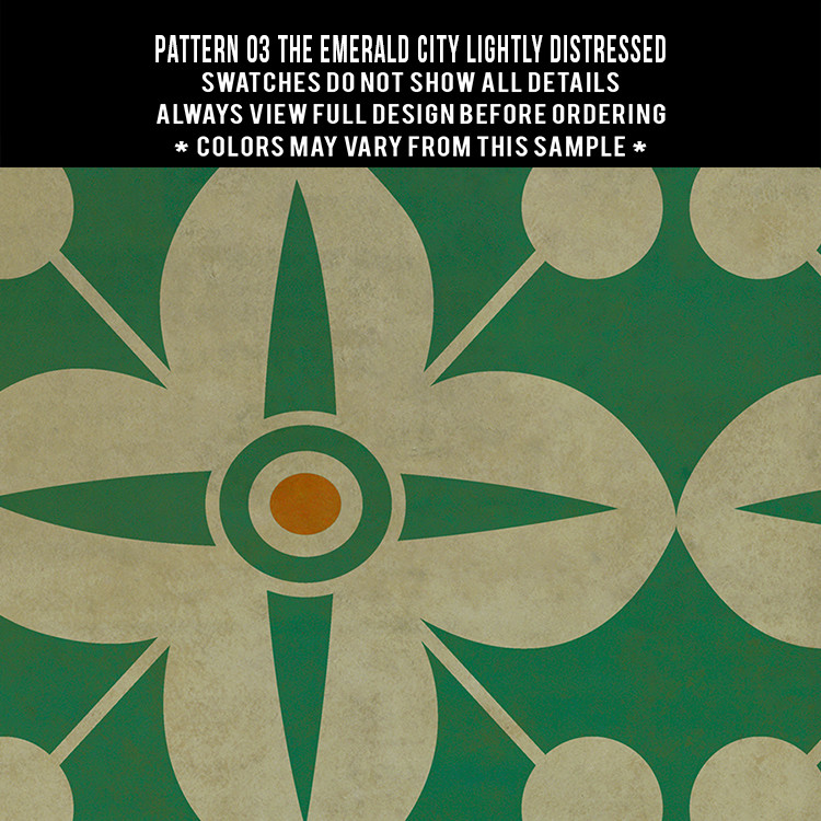 Pattern 3 The Emerald City (lightly distressed) - vinyl floor cloth