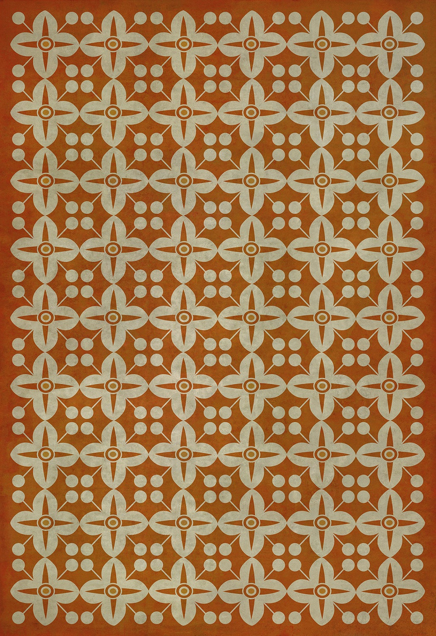 Pattern 3 The Poppy Field (lightly distressed) - vinyl floor cloth sizes 96x140, 120x175