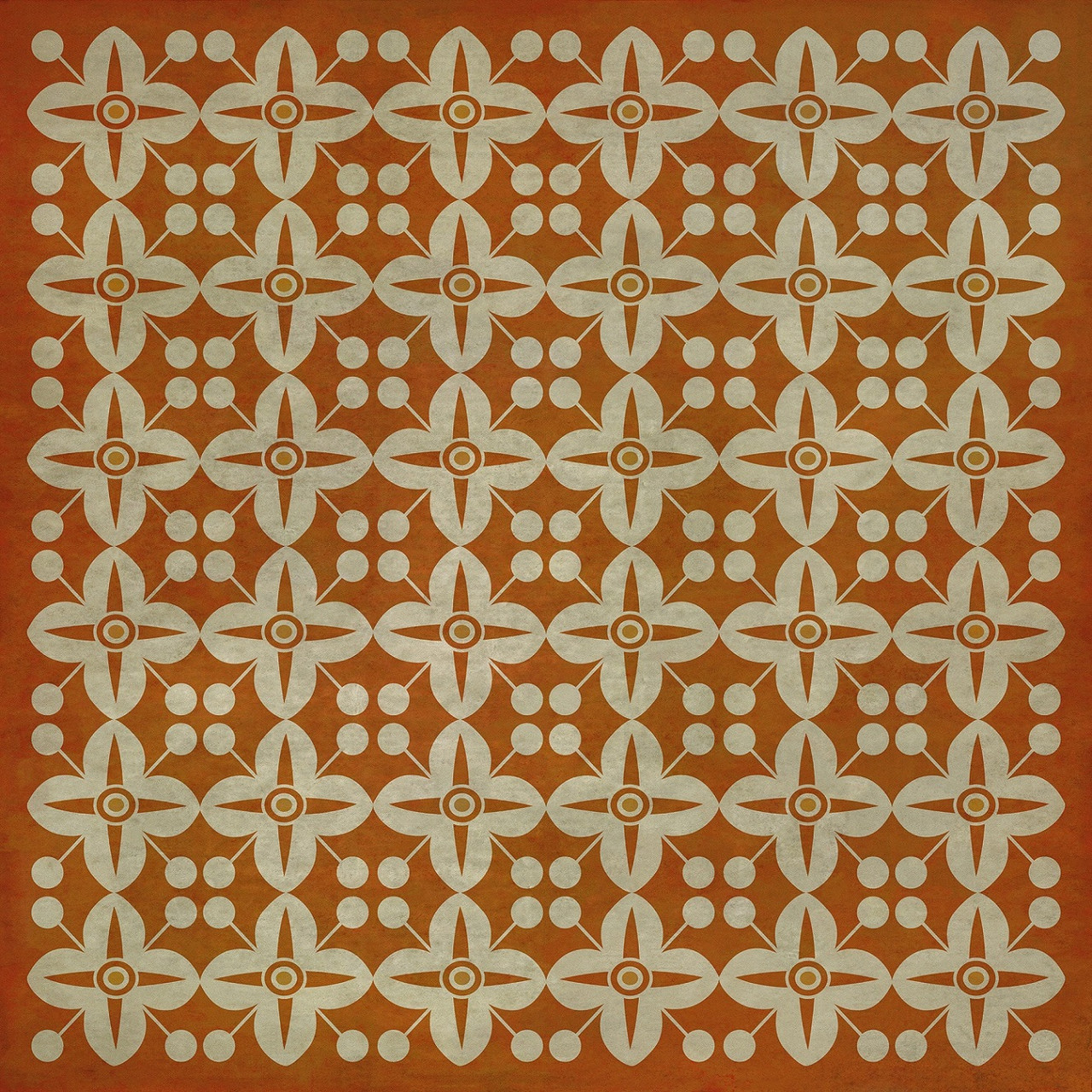 Pattern 3 The Poppy Field (lightly distressed) - vinyl floor cloth sizes 60x60, 72x72