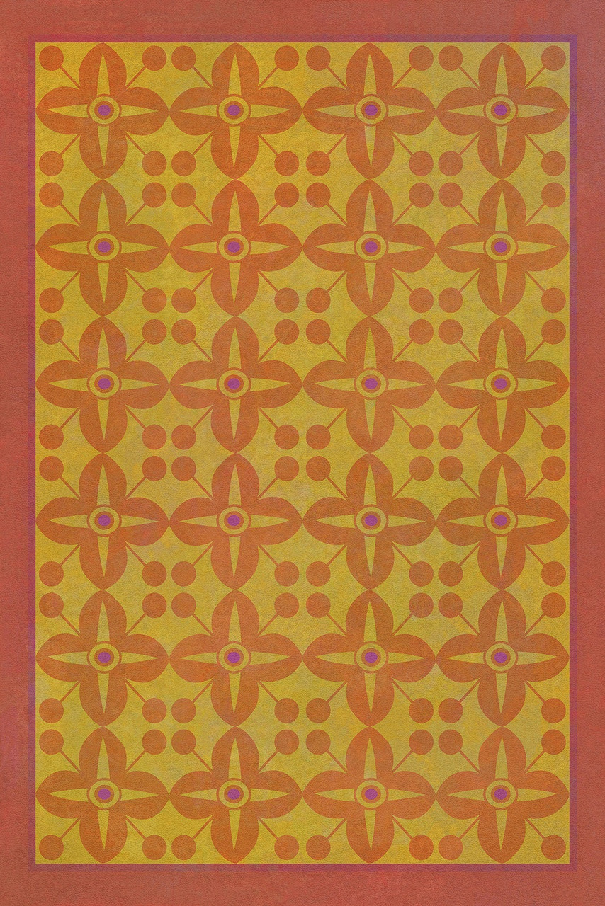 Pattern 3 Lollipop Guild lightly distressed vinyl floor cloth sizes  20x30, 24x36, 30x44, 38x56, 52x76, 70x102