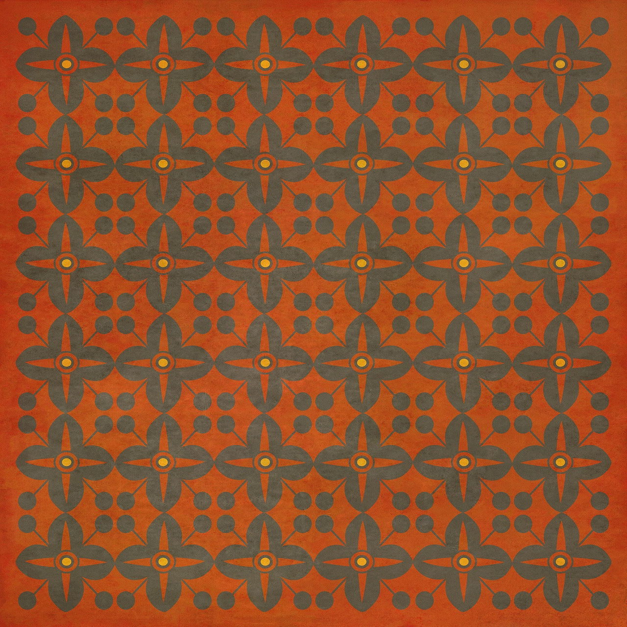 Classic Pattern 3 Red Rum (lightly distressed) - vinyl floor cloth sizes 60x60, 72x72