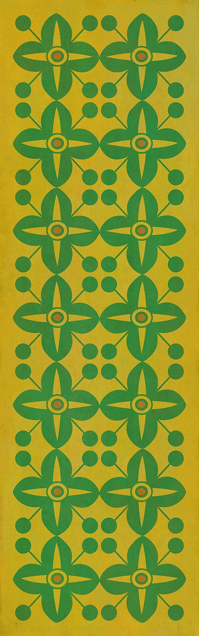 Classic Pattern 3 Follow the Yellow Brick Road lightly distressed vinyl floor cloth  sizes 26x83, 36x115