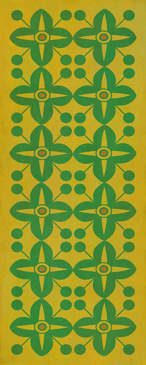 Pattern 3 Follow the Yellow Brick Road lightly distressed vinyl floor cloth  sizes 30x75, 36x90