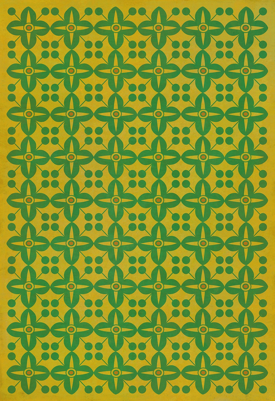 Classic Pattern 3 Follow the Yellow Brick Road lightly distressed vinyl floor cloth  sizes 96x140, 120x175
