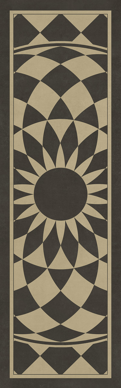 Classic Pattern 1 We're All Mad Here lightly distressed vinyl floor cloth sizes 26x83, 36x115