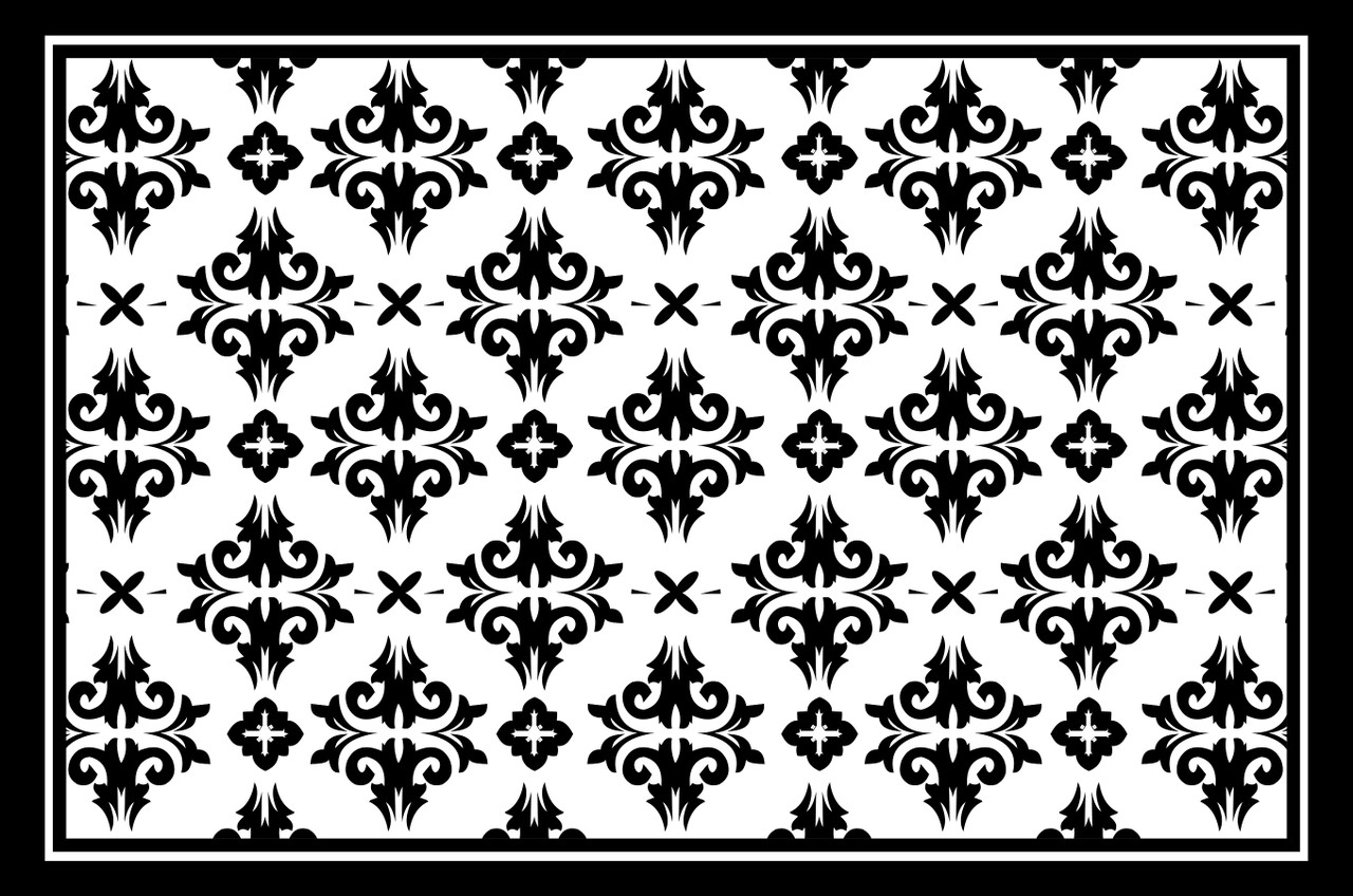black greek flower vinyl floor mat by Davanti