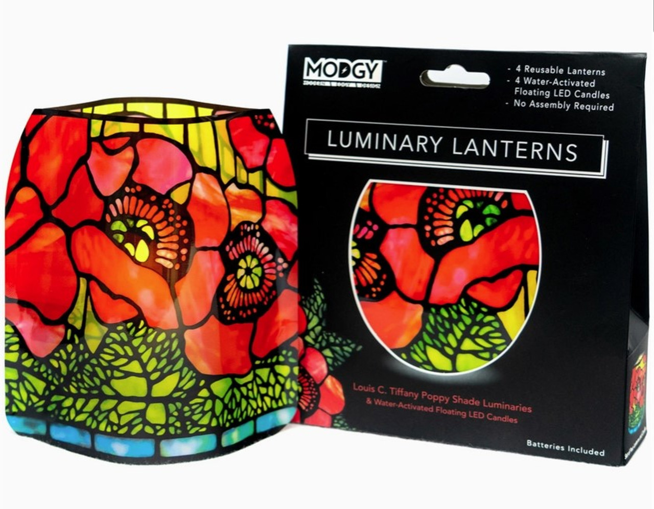 Modgy Louis C. Tiffany Poppies Luminary set of 4 LED