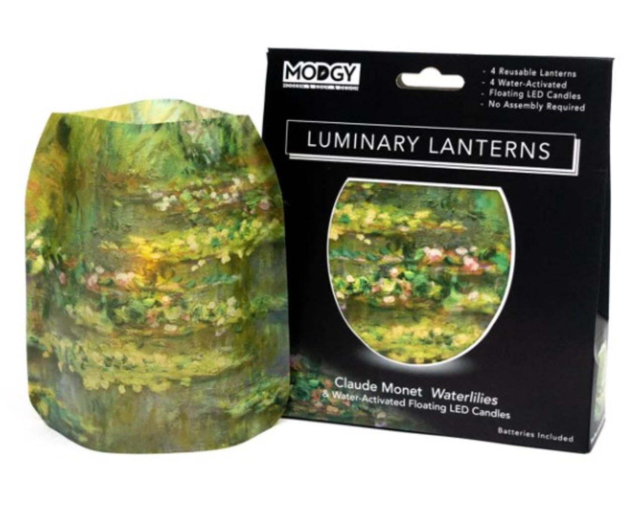 Modgy Claude Monet Waterlilies Luminary set of 4 LED