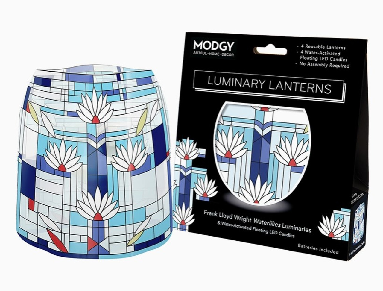 Modgy Frank Lloyd Wright Waterlilies Luminary set of 4 LED