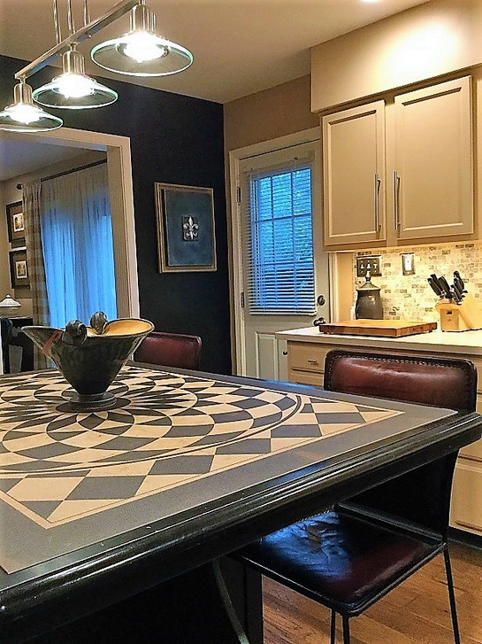 Use your Spicher and Company vinyl floor cloth as a tabletop protector.  Use your Spicher and Company vinyl floor cloth as a tabletop protector.