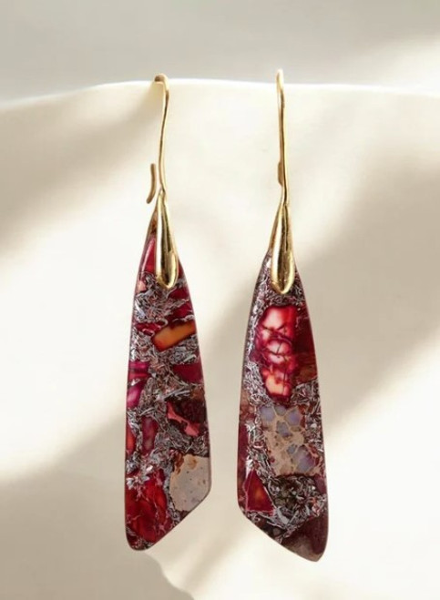 Antique Red Regalite Hook  earrings Antique Red Regalite Hook  earrings