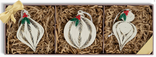 Quilled Christmas Ornaments Box Set of 3