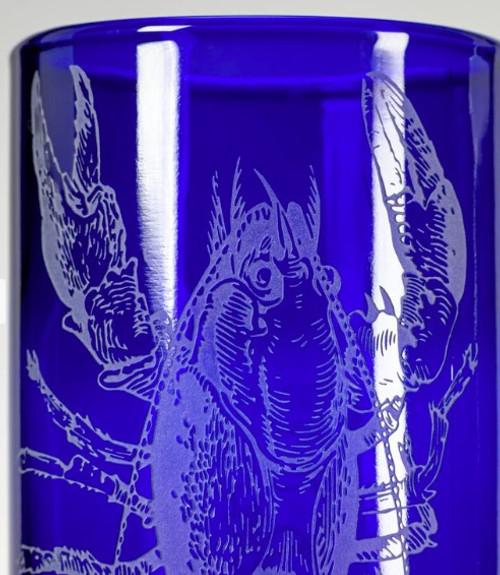 Upcycled Lola Lobster 12oz blue tumbler