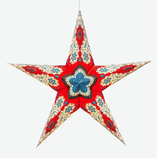 Provence ~ 5 Pointer, 24 Inch, Red Paper Star Lantern Light