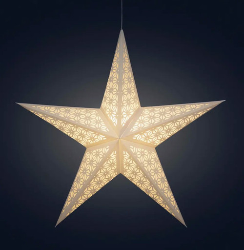 Artshatz Tessella 5 Pointer 24" White Paper Star Lantern Light