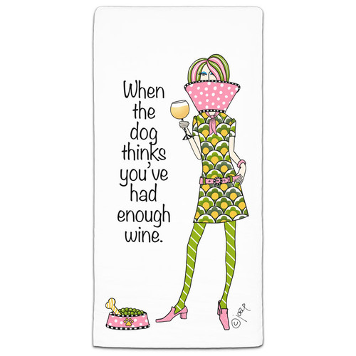 dolly mama tea towel when the dog 