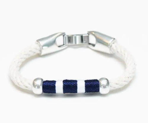 Liberty - Ivory/Navy/White/Silver - Nautical Rope Bracelet