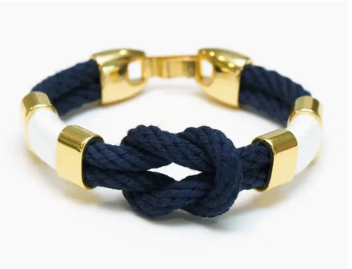 Starboard - Navy/White/Gold - Nautical Rope Bracelet 