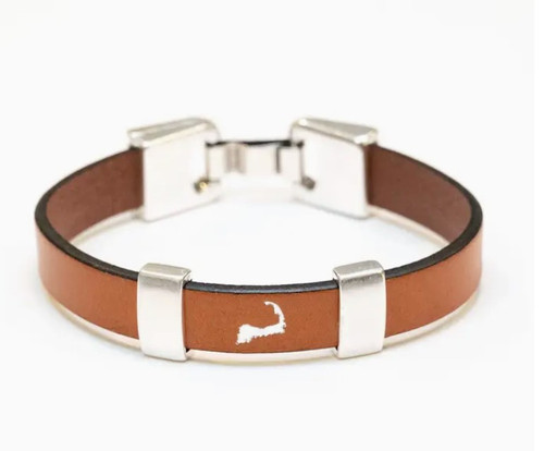 Nauset - Mahogany/Silver - Leather Cape Cod Bracelet