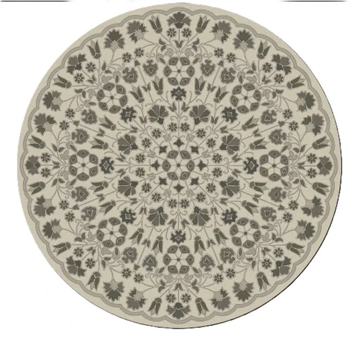 Spicher Biltmore Arabesque Bloom Graphite Garden - round vinyl floor cloth