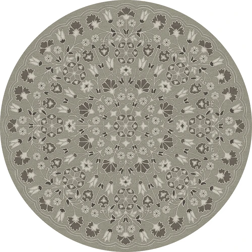 Spicher Biltmore Arabesque Bloom Misty Graphite - round vinyl floor cloth