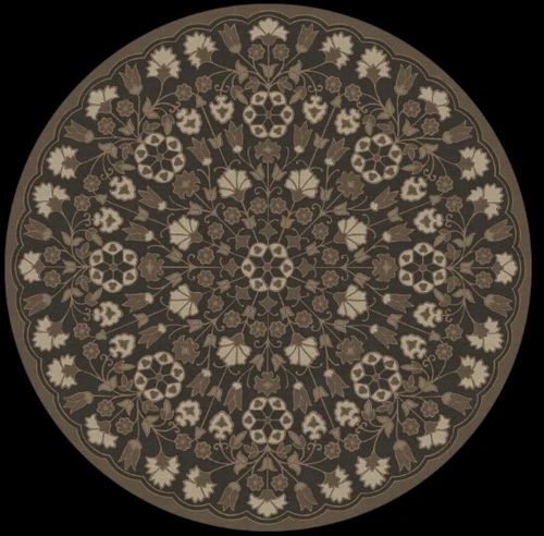 Spicher Biltmore Arabesque Bloom Earth and Ember - round vinyl floor cloth