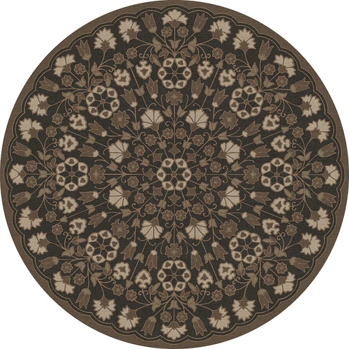 Spicher Biltmore Arabesque Bloom Earth and Ember - round vinyl floor cloth