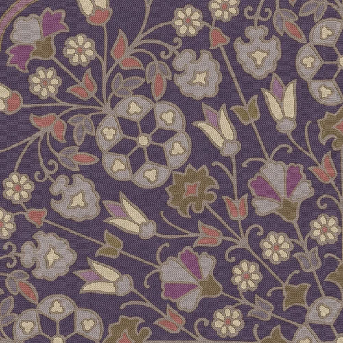 Spicher Biltmore Arabesque Bloom Midnight Orchid - round vinyl floor cloth detail