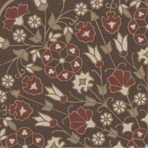 Biltmore Spicher Biltmore Arabesque Bloom Crimson Walnut - round vinyl floor cloth detail