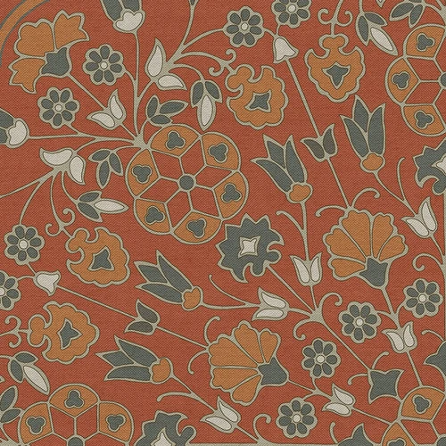 Biltmore Spicher Biltmore Arabesque Bloom Vermillion Slate - round vinyl floor cloth detail