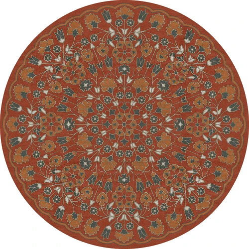Biltmore Spicher Biltmore Arabesque Bloom Vermillion Slate - round vinyl floor cloth