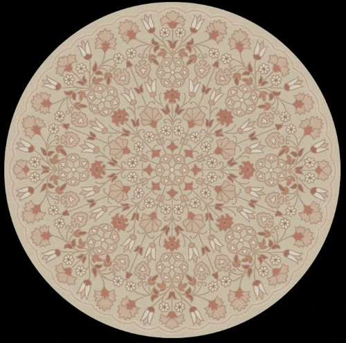 Spicher Biltmore Arabesque Bloom Blush Parchment - round vinyl floor cloth