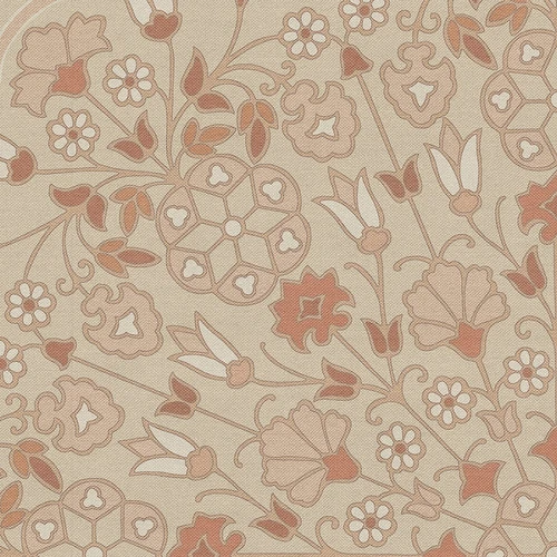 Biltmore Arabesque Bloom Blush Parchment - round vinyl floor cloth detail
