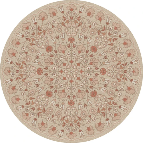 Biltmore Arabesque Bloom Blush Parchment - round vinyl floor cloth